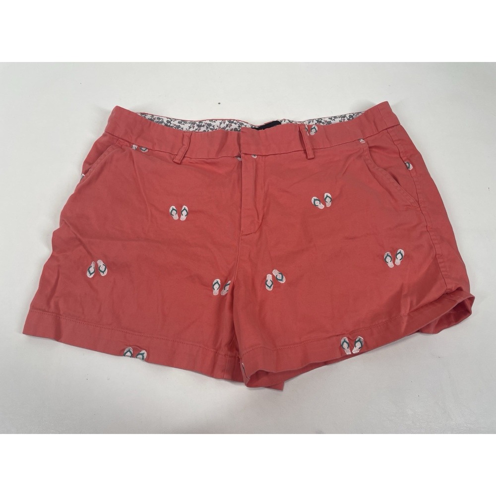 JNY Jones New York Flip Flop Embroidered Shorts Womens Size 10 Orange All Over